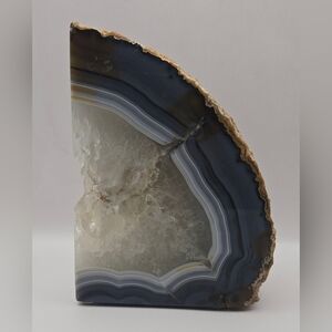 Large 3.5lb Natural Agate and Quartz Crystal Bookend – Polished Geode